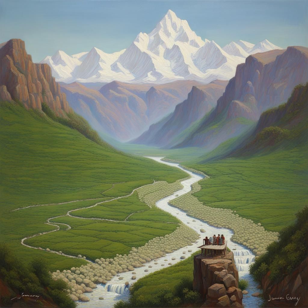 Whimsical Sugar Cube Landscape with Steaming Tea