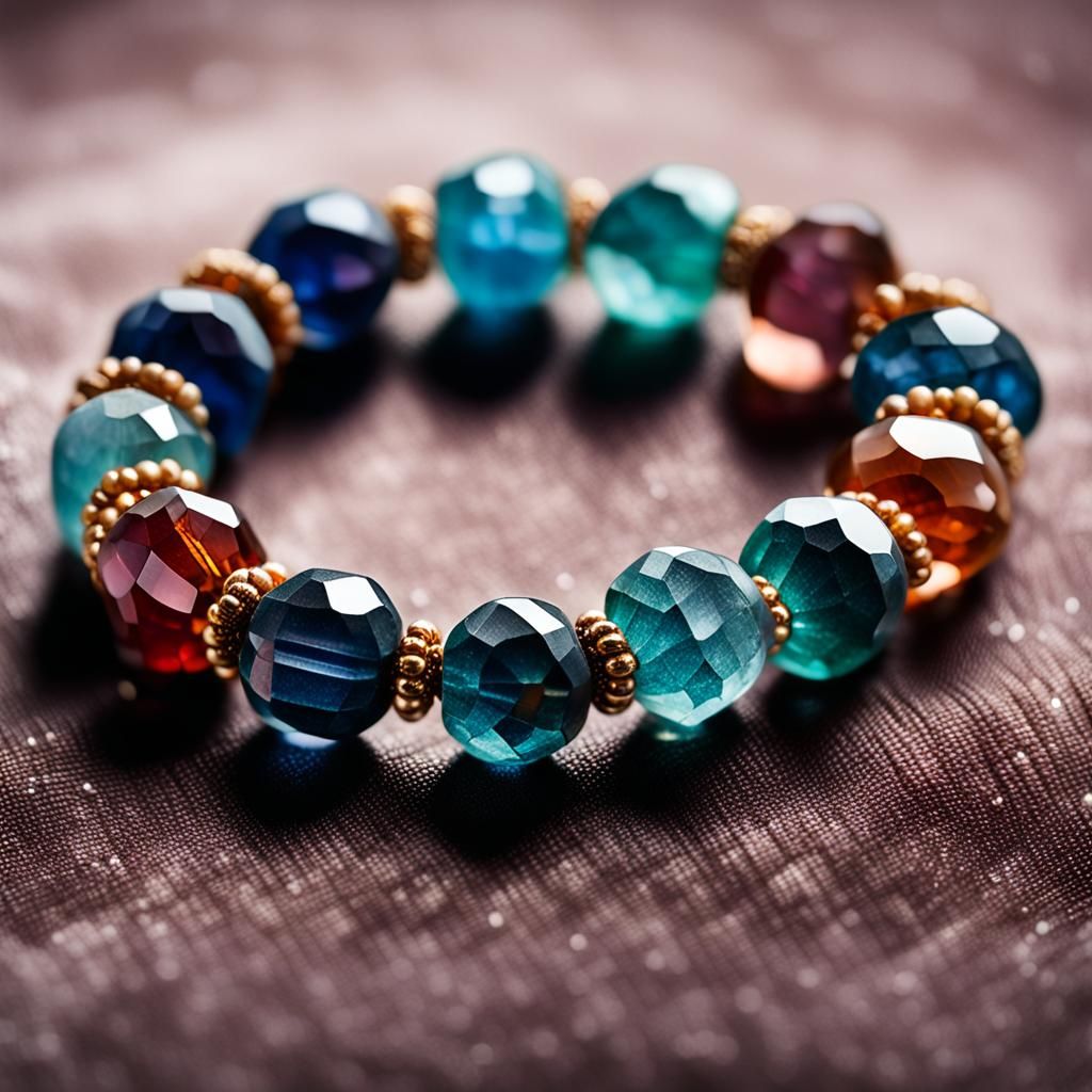 Luxury Beaded Bracelet on Velvet Pillow in High-End Jewelry....