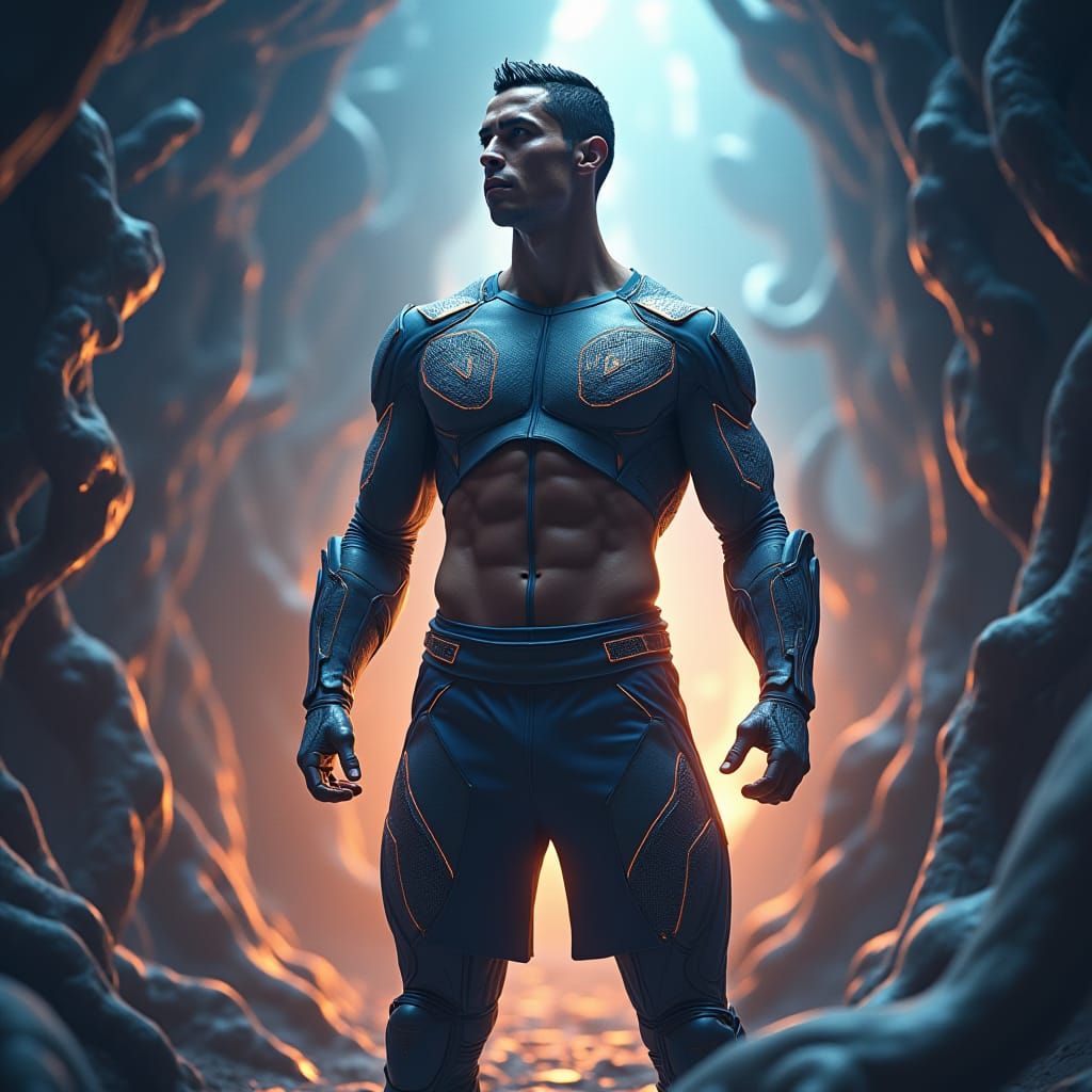 Epic Fantasy Hero in Shimmering Armor