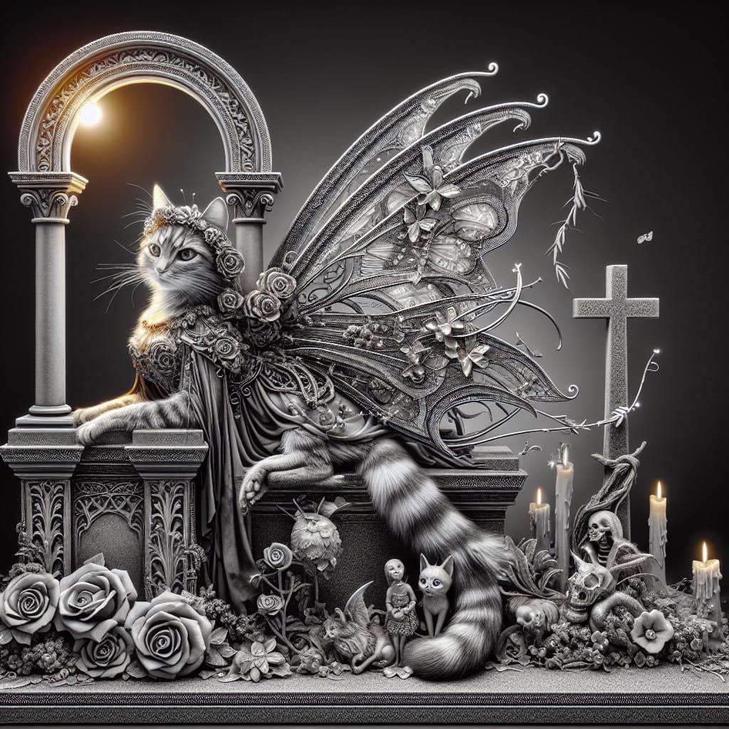 Gothic Feline Fairy Masterpiece in HDR Style
