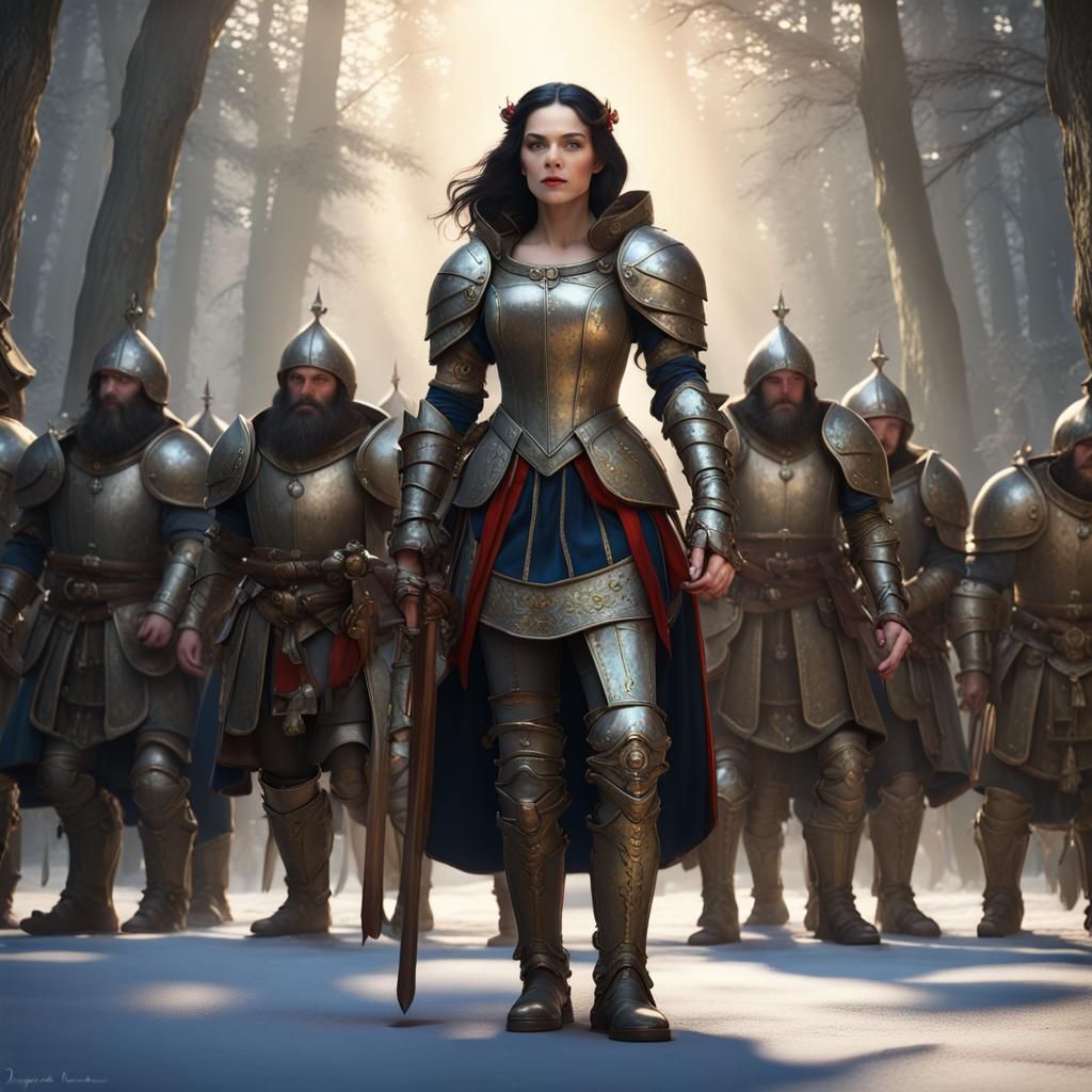 Dark Fantasy Snow Knight with 7 Battle Dwarves in Intricatel...