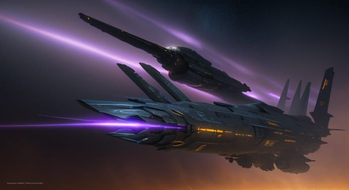 Heavy Freighter Spaceship in Dark Fantasy Style