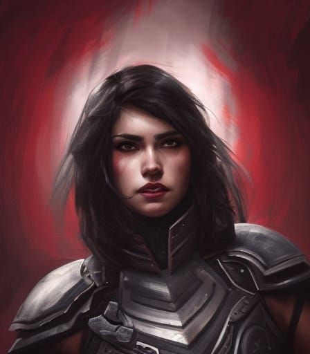 Detailed Portrait of Armored Female Warrior