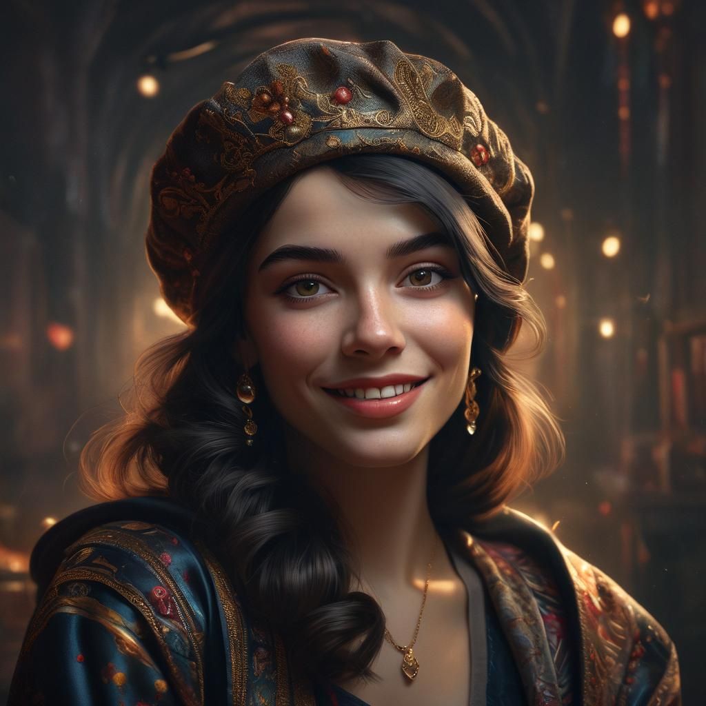 Jolie femme brune, habillée avec des vêtements de luxe et un...