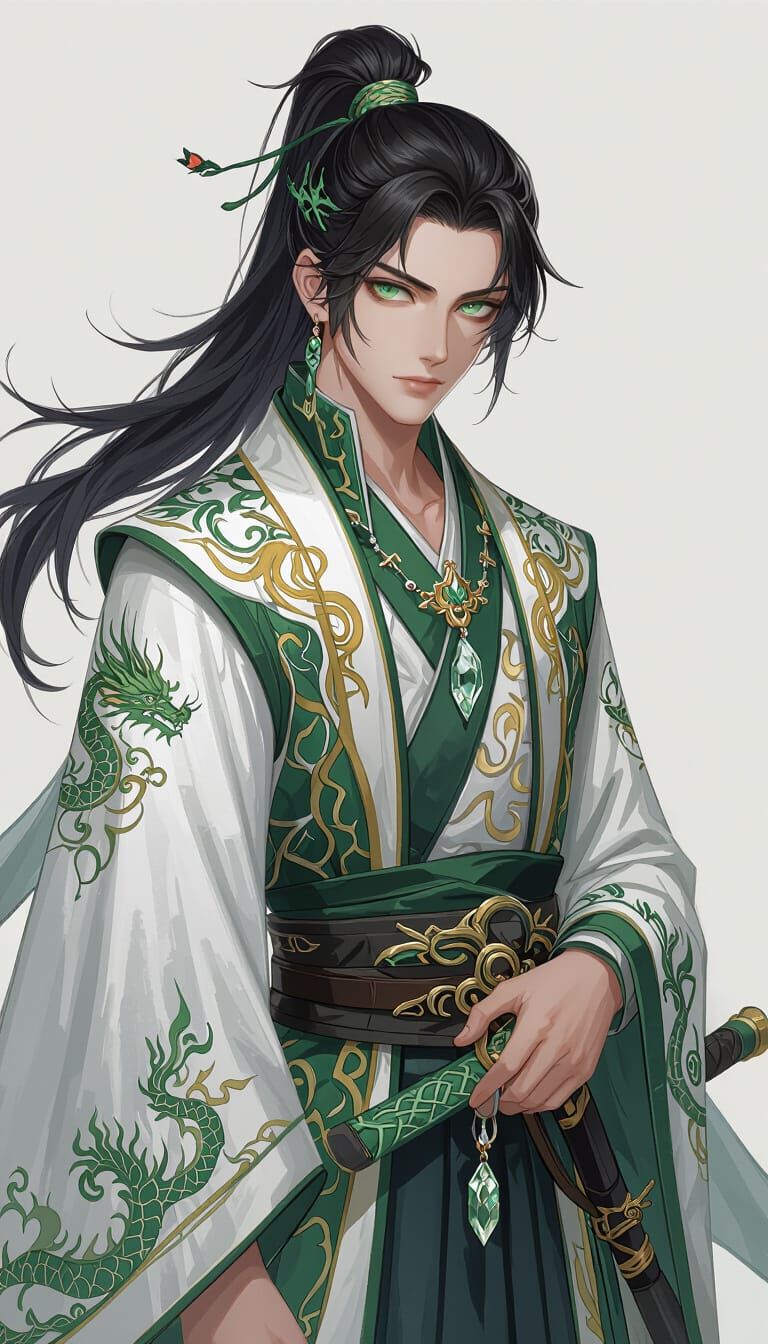 Dragon-Themed Character Concept Art in Anime Style