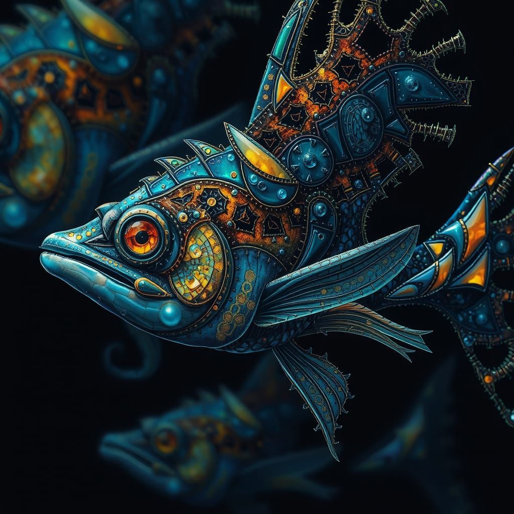 Ethereal Mystic Marlin in Dark Fantasy Oil Painting