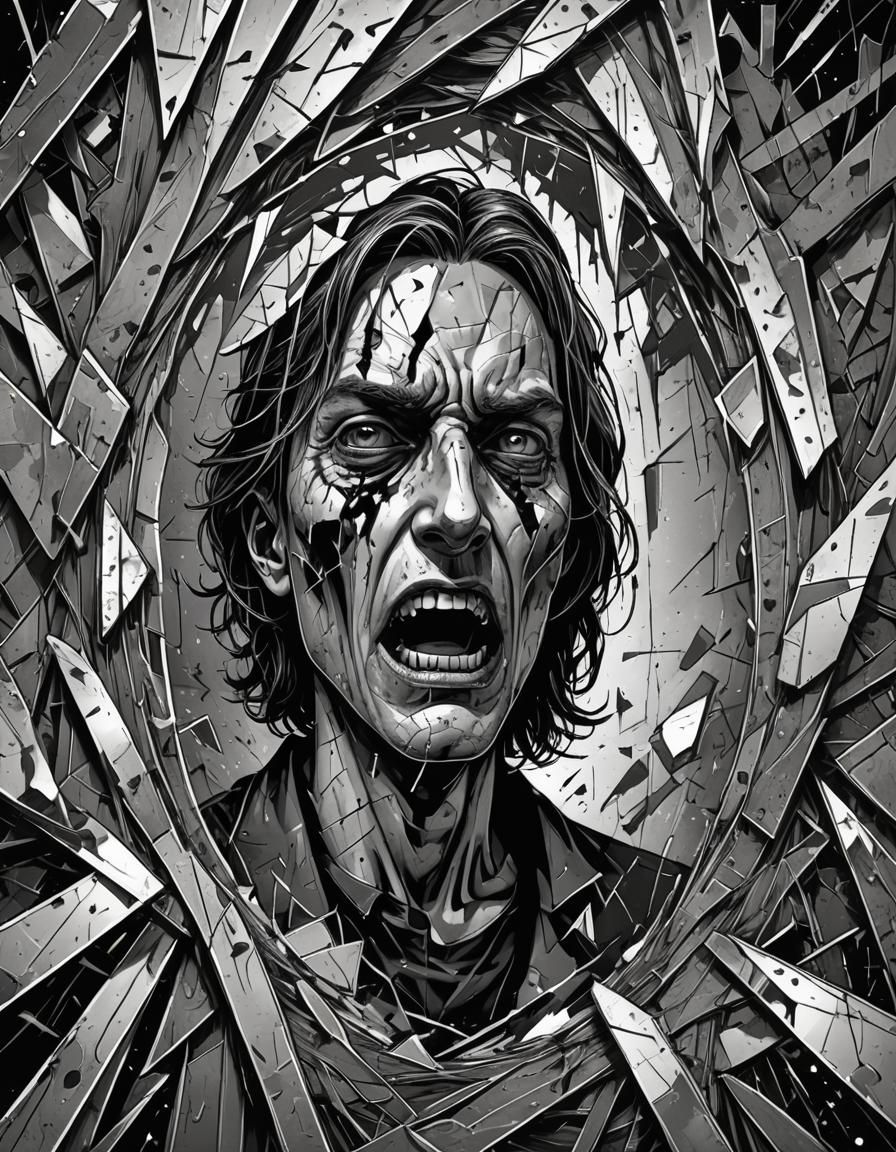 Shattered Monochrome Horror Comic Art