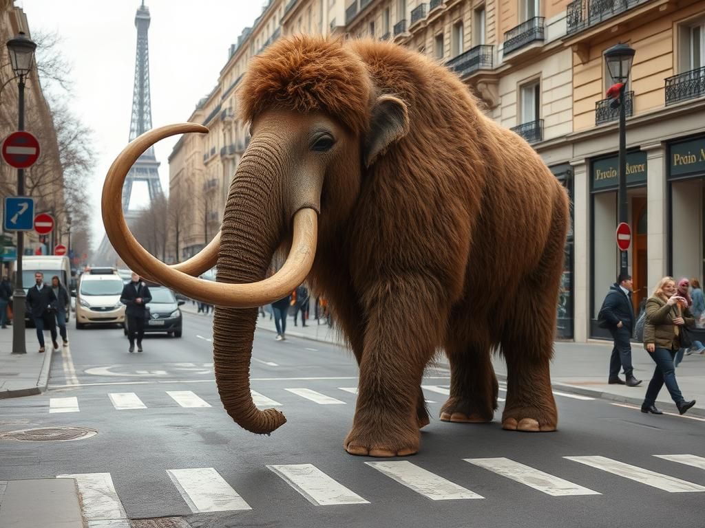 Mammoth on Parisian Streets in Modern Times