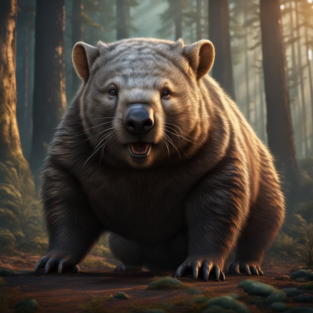 Surreal Wombat-Bear Hybrid in Fantasy Art