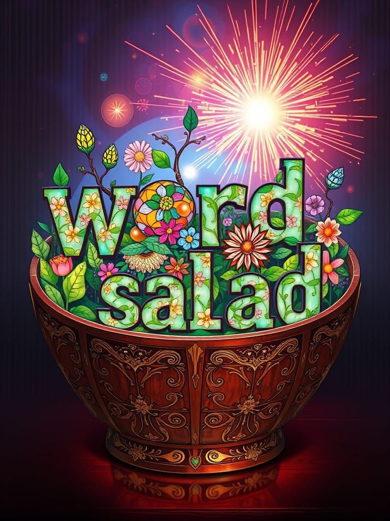 Ornate Bowl of Luminous Letters in Art Deco Style