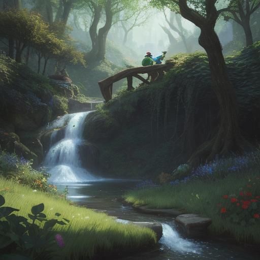 Fantastical Garden Gnome in Whimsical Forest Setting