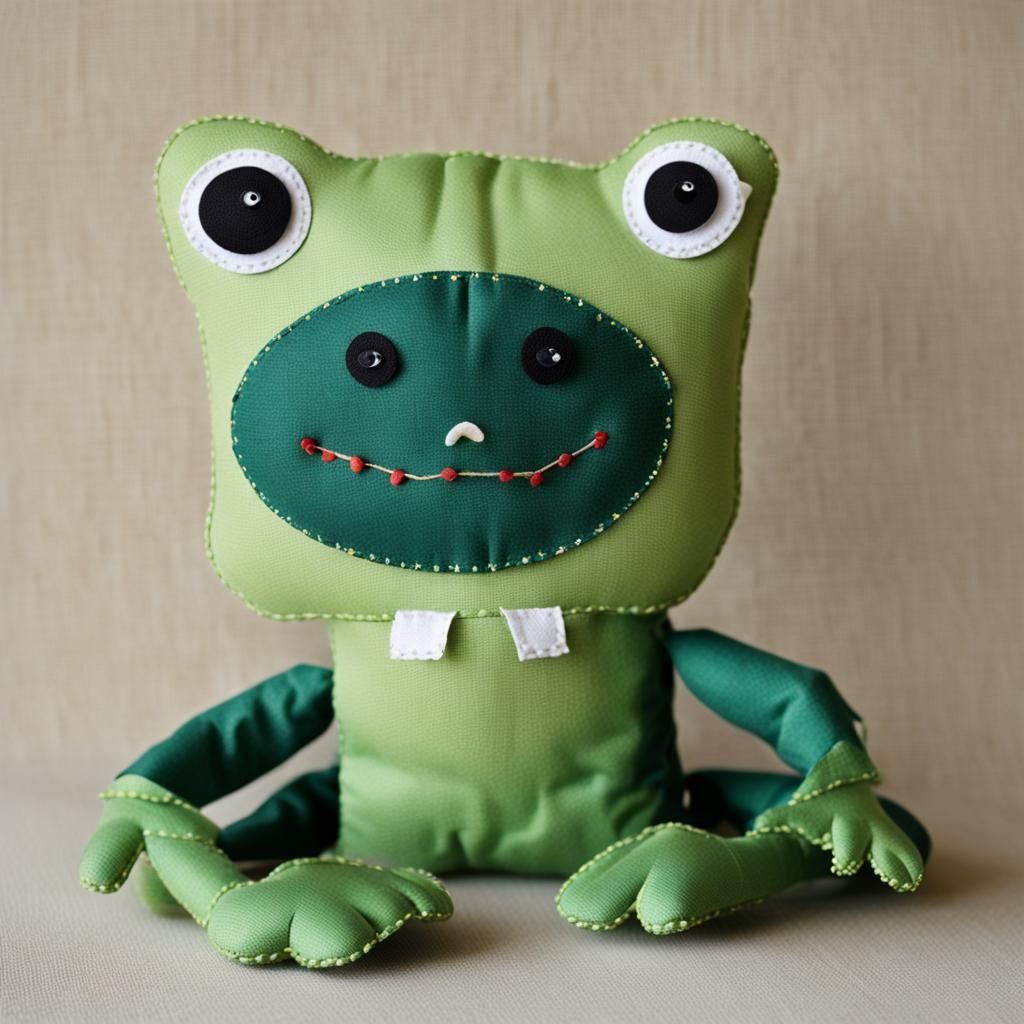 Fabric Frog in Embroidered Delight