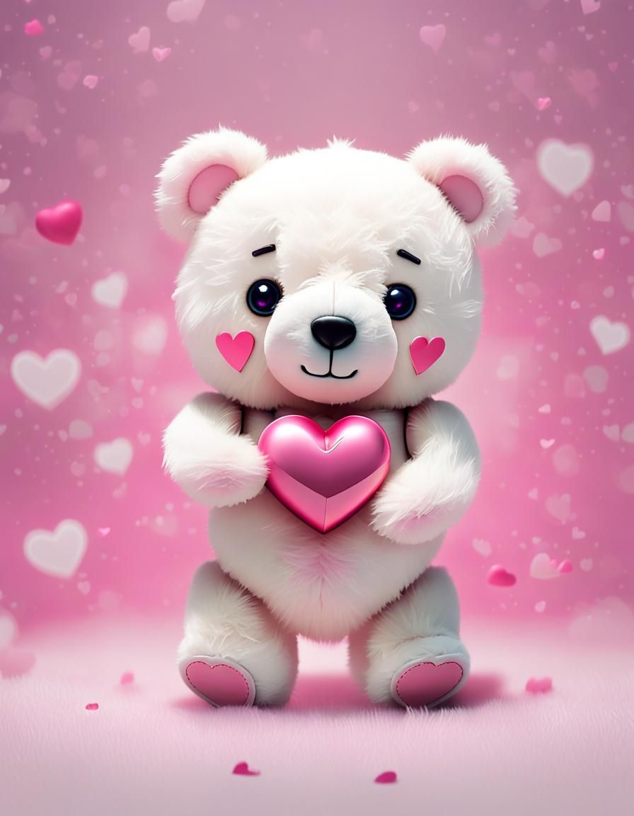 A Teddy Bear's Sweet Gift in a Futuristic Room