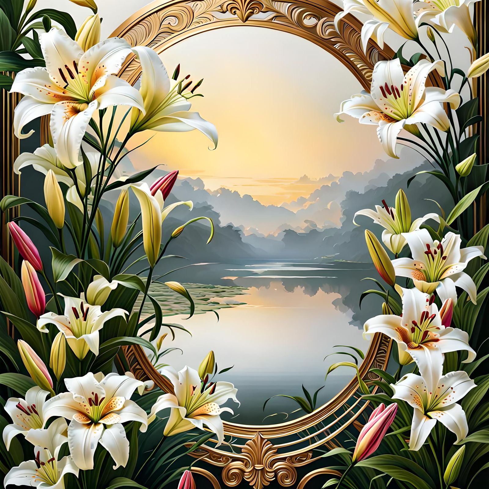 White Lilies, Luxury Wallpaper