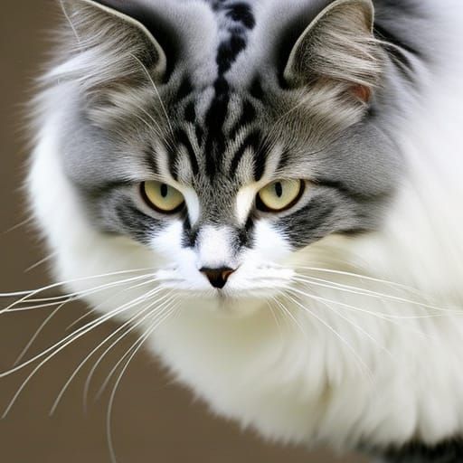 Surreal Fluffy Feline in Joyful Play