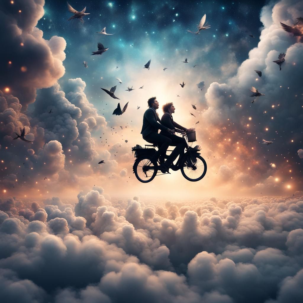 Dreamscapes of Wonder: Majestic Flying Figures in a Stellar...