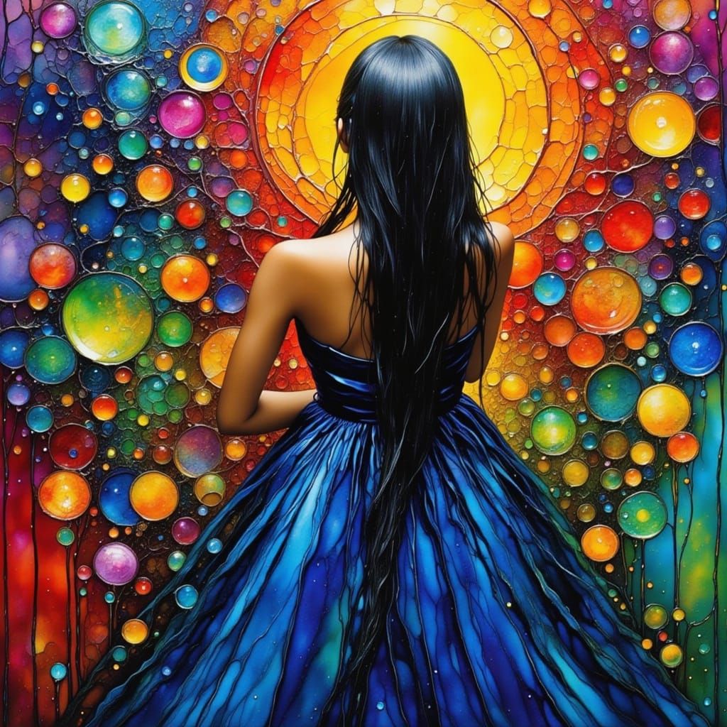 Latina Model in Abstract Expressionist Style