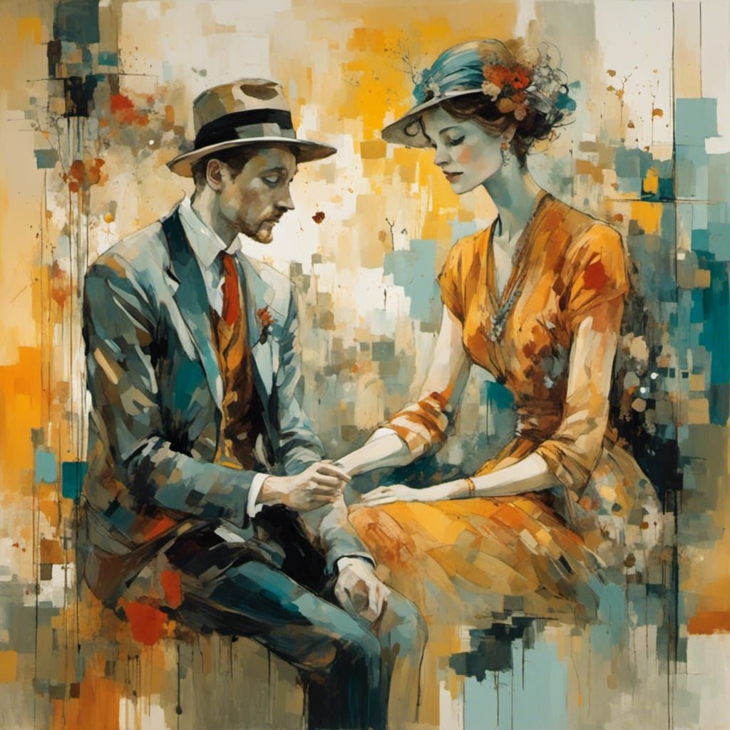 Deco Conversation: Vibrant Cubist Forms in Whimsical Maximal...