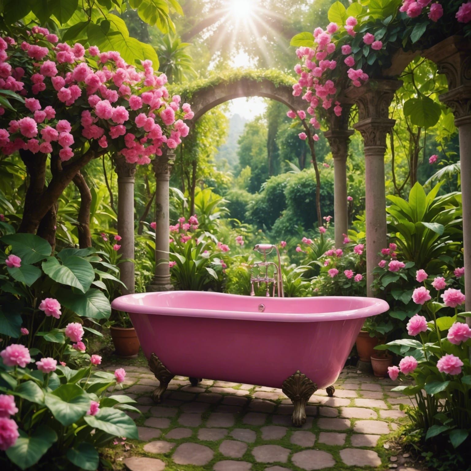 Blossoming Paradise with a Vibrant Pink Oasis