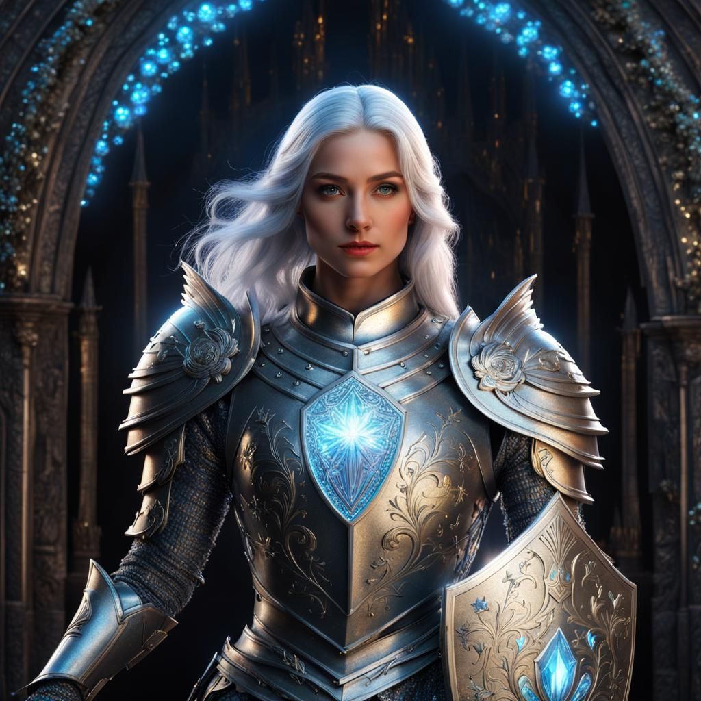 Hyper-Realistic Knightess in Holographic Armor Shines with L...