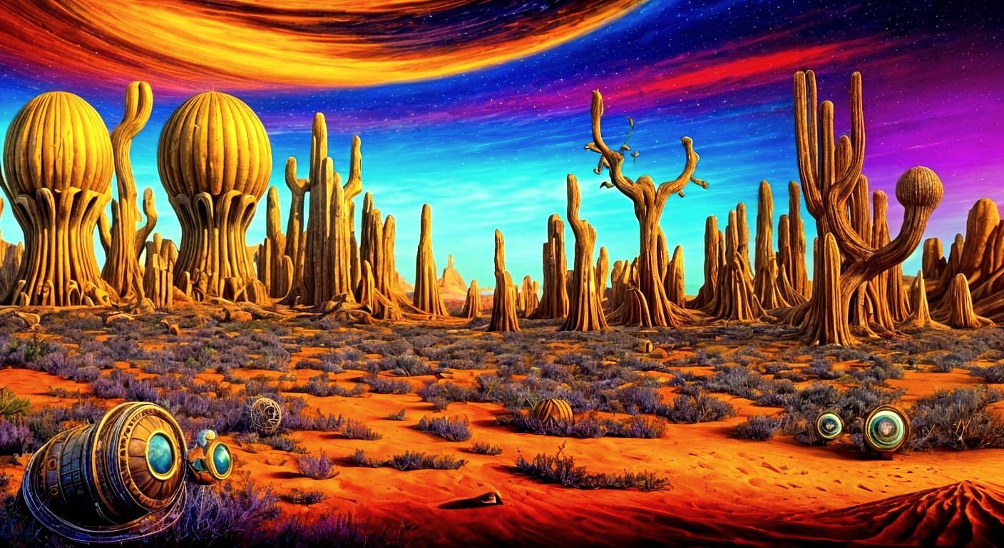 Surreal Desert Mirror Cabinet Reveals Alien Jungle