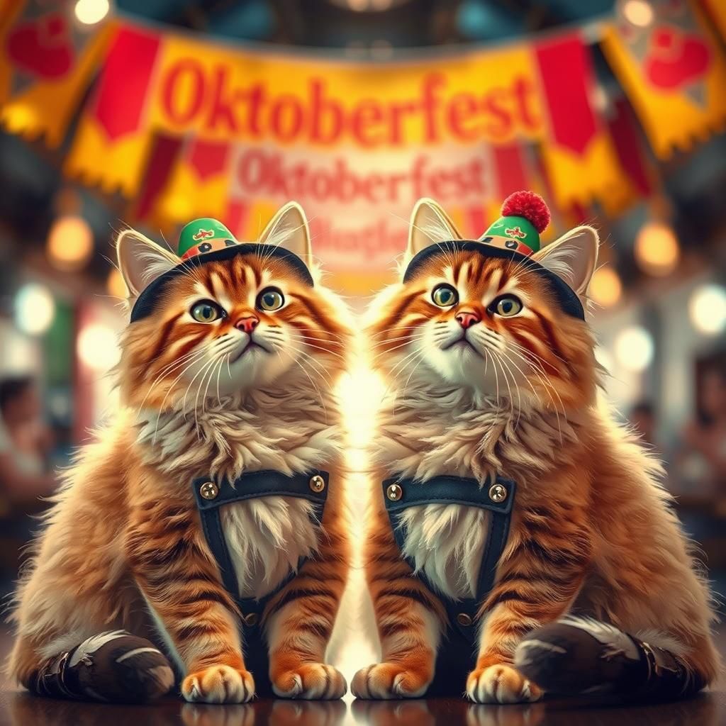Merrymaking Cats in Oktoberfest Splendor
