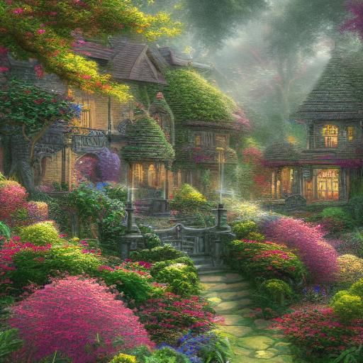 Ethereal Fantasy Mansion in Serene Nature