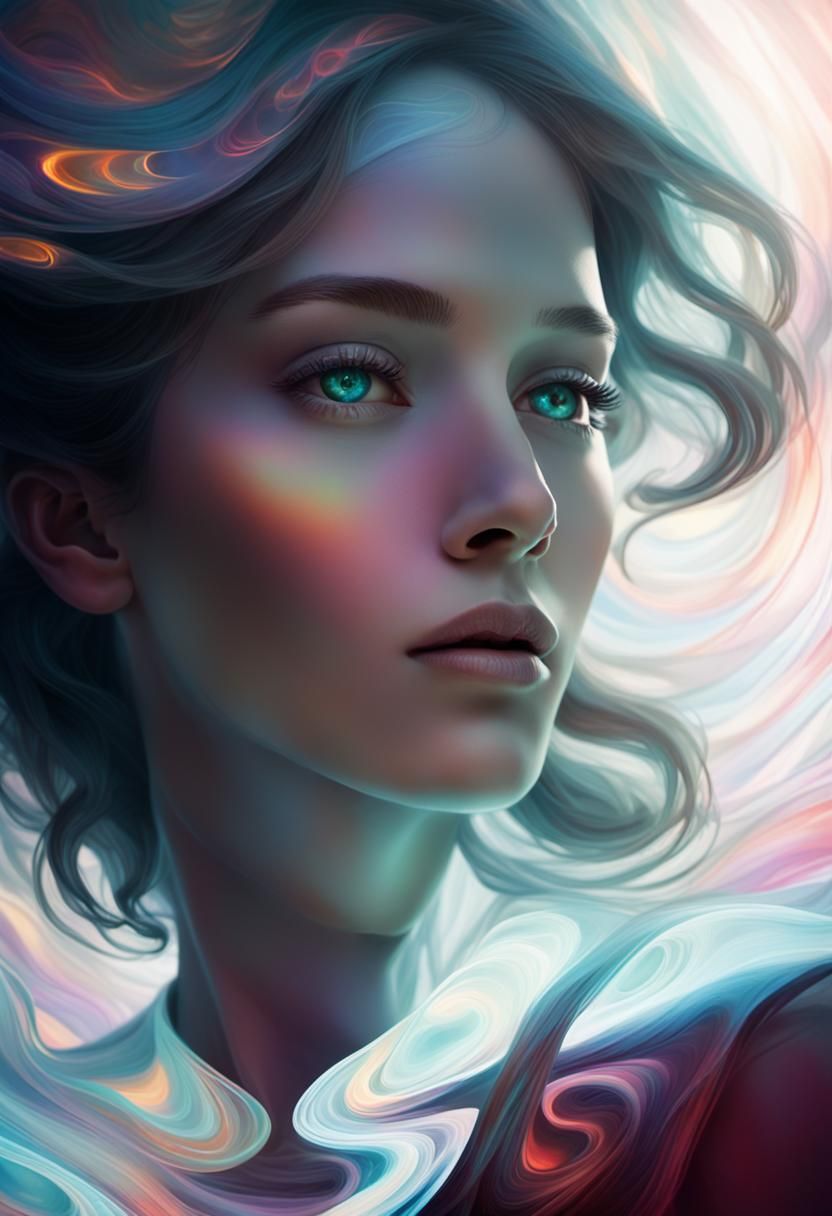 Surrealist Woman in a Dreamlike Future Landscape