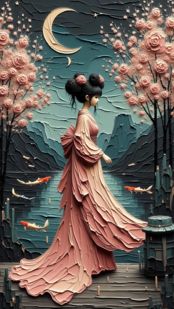 Concubine in a Moonlit Japanese Garden ⛩️