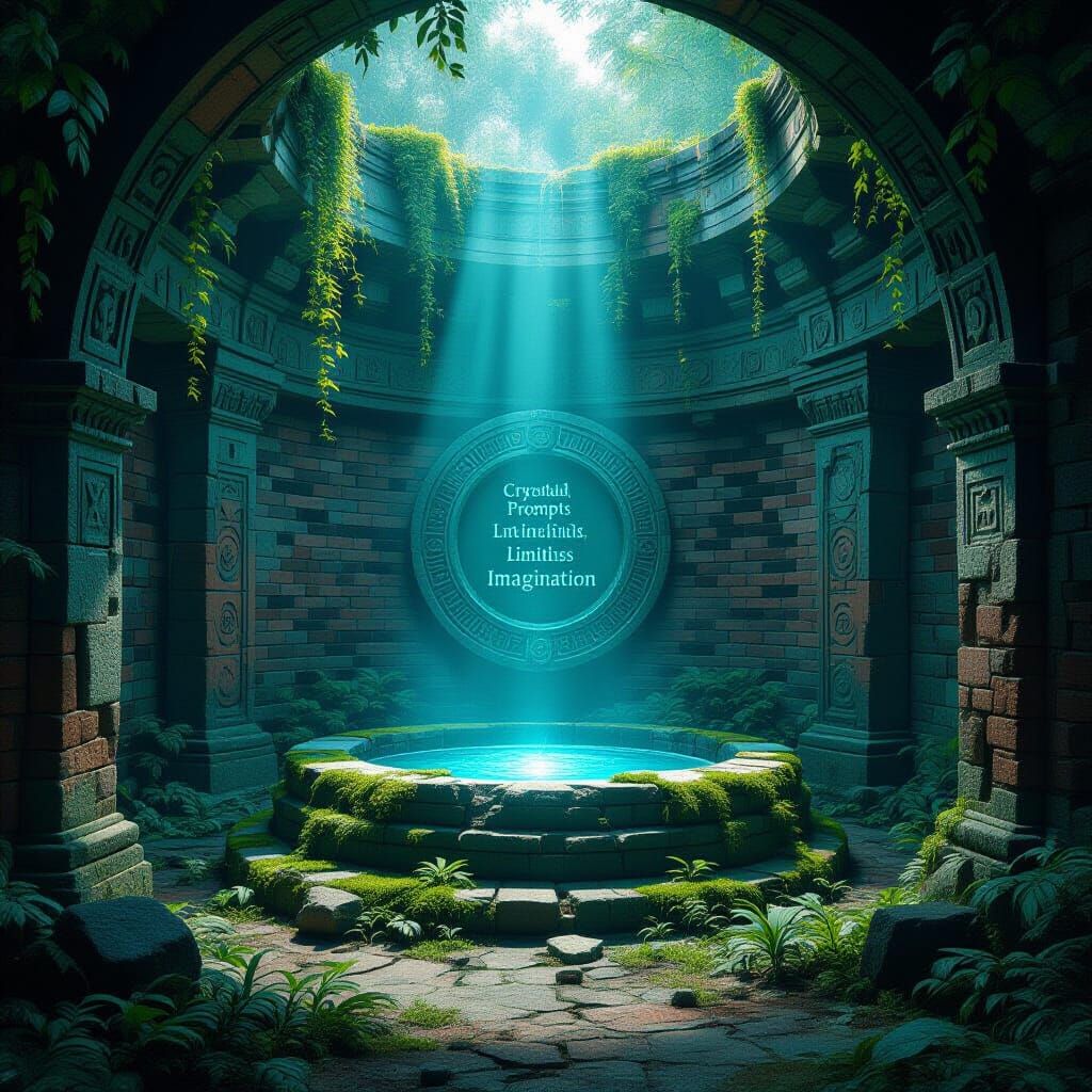 Jungle Ruin Light Well in Detailed Matte Painting Style