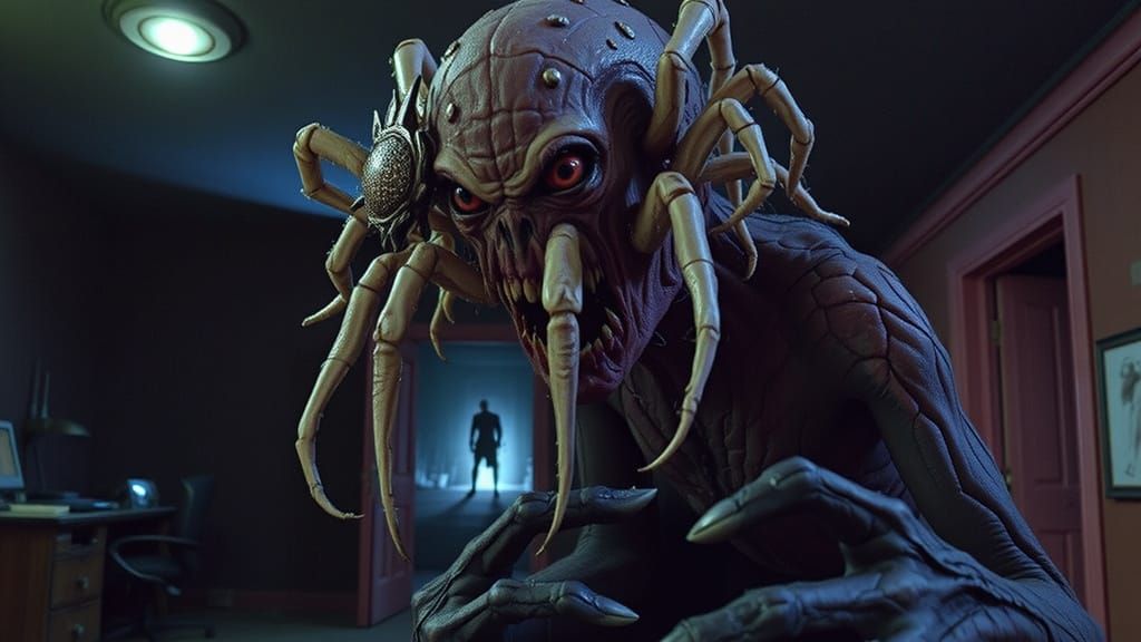 Terrifying Dark Figure in Haunting Bedroom