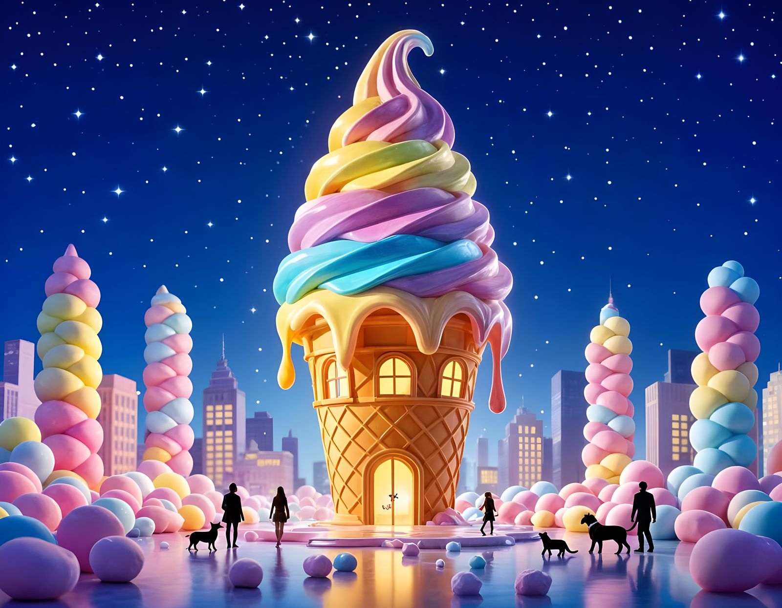 Ice Cream Tower Melts in Candy City