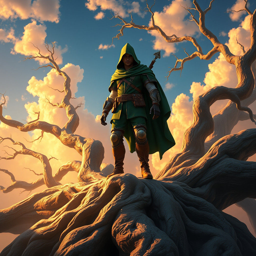 Heroic Robin Standing on Ancient Tree Root