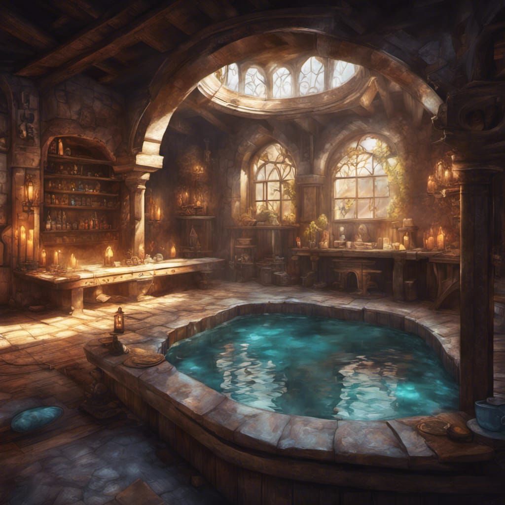 Medieval Tavern Spa: Intricately Detailed Fantasy Oasis