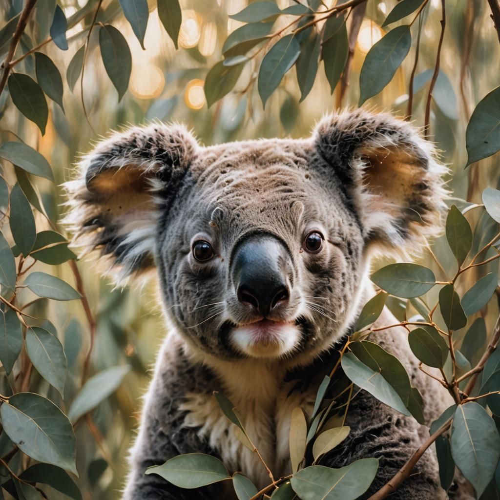 Whimsical Koala Portrait in Vaguely Impressionist Style