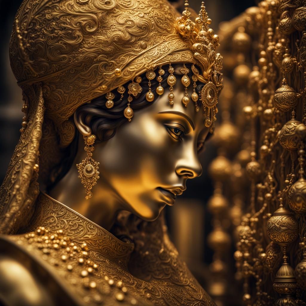 Luxurious Golden Scene in Hyperrealistic Details