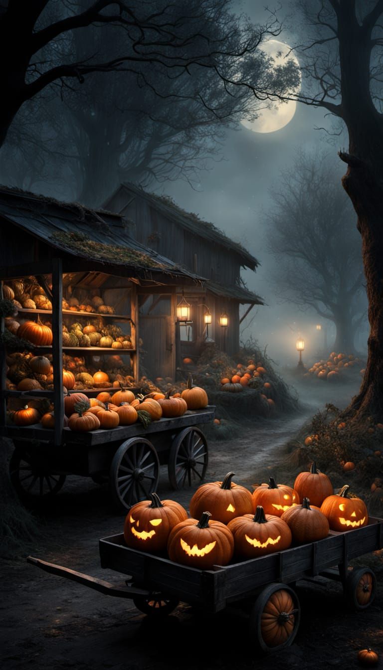 Ethereal Pumpkins at Twilight Farmstand