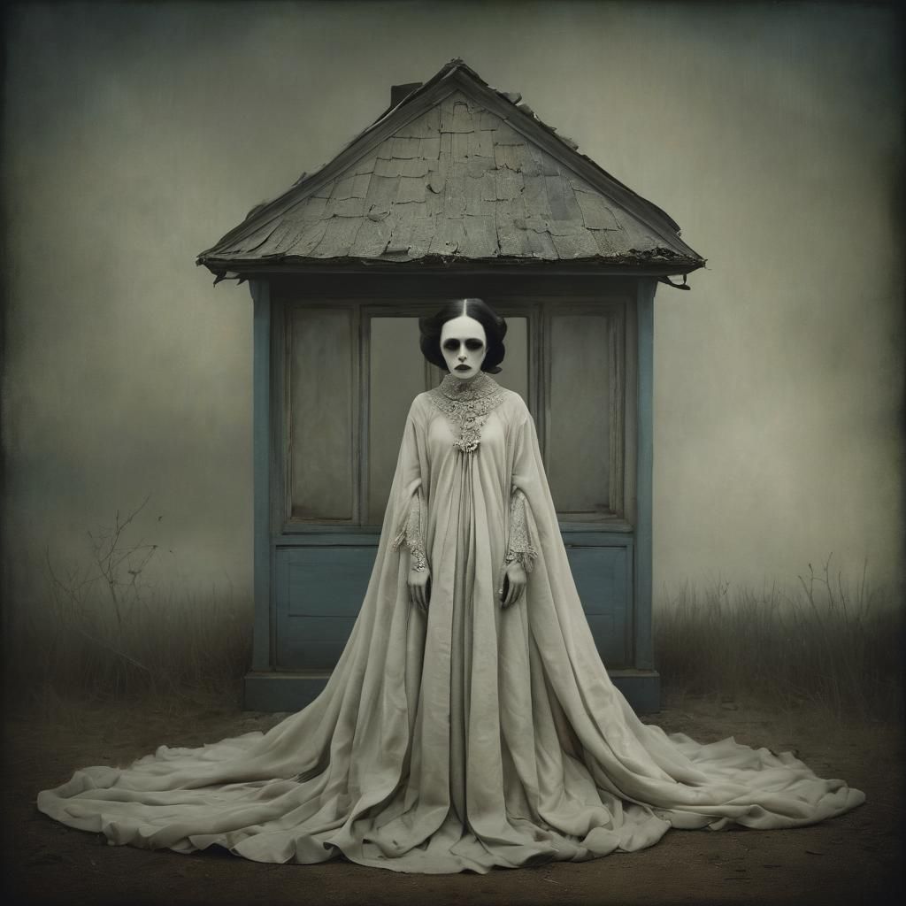 Surreal Noctilucent Dream of a Girl Trapped by an Ancient Gh...