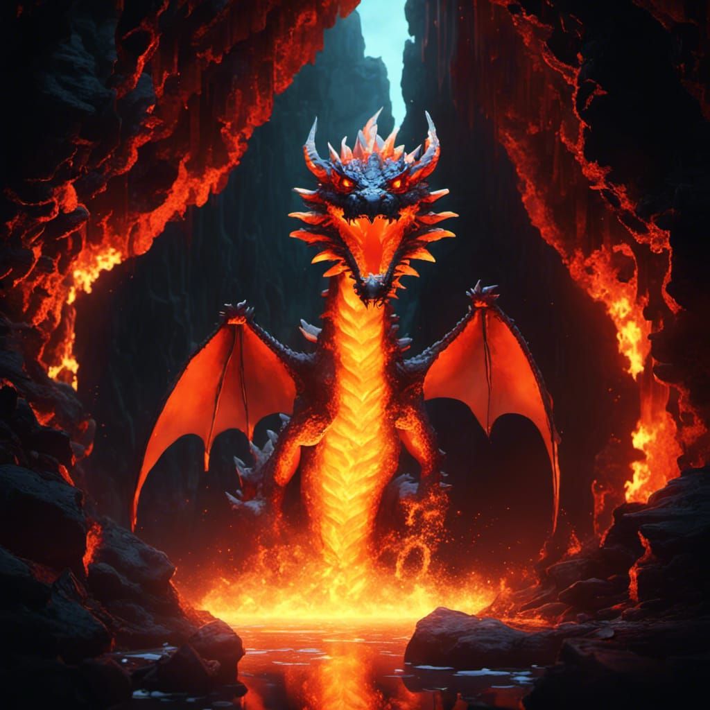 Glowing Glass Dragon Ignites Underground Cave