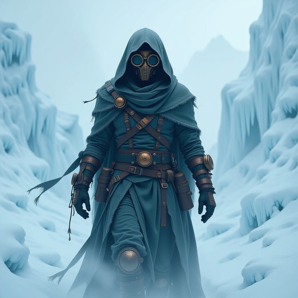 Steampunk Ghost Ascends Frozen Mountain