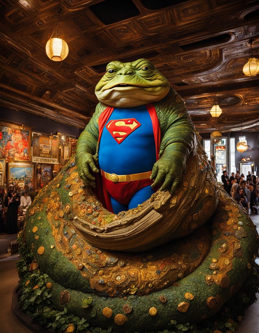 Jabba the Hutt as Superman in Klimt Style