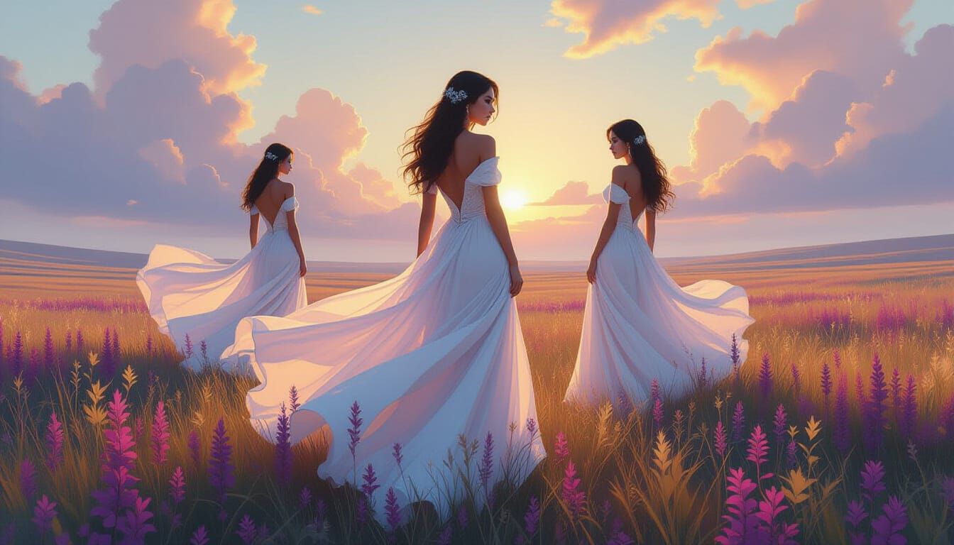 Ethereal Women in Surreal Landscapes as Dreamy Digital Art