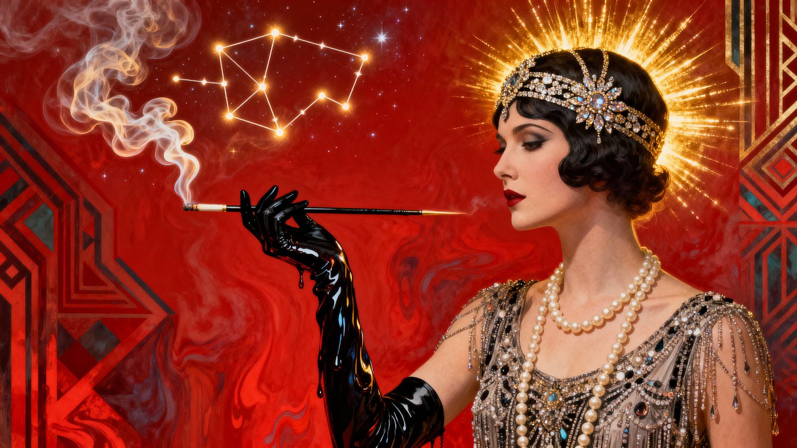 1920s Flapper Surrealism with Cosmic Smoke