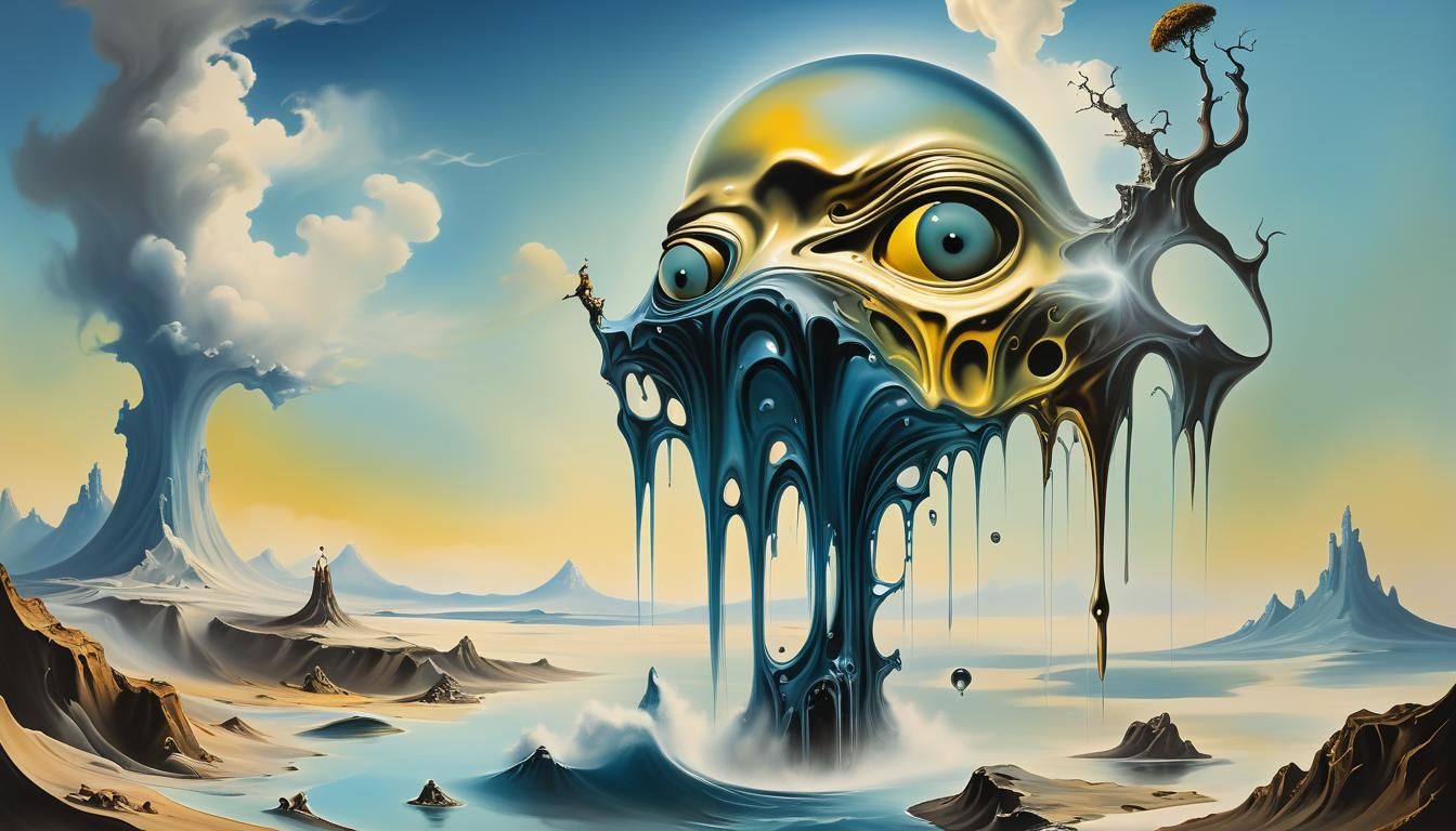 Surreal Fantasy Adventure Cover in Dali-Inspired Style