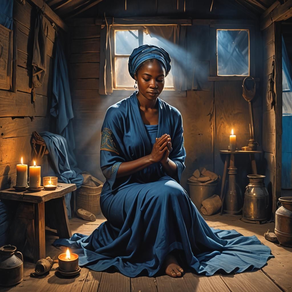 A Devout Woman in Candlelit Prayer
