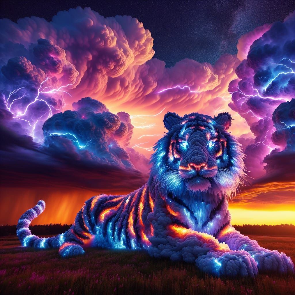 Thunder Tiger Emerges in Majestic Purple Hues at Dusk