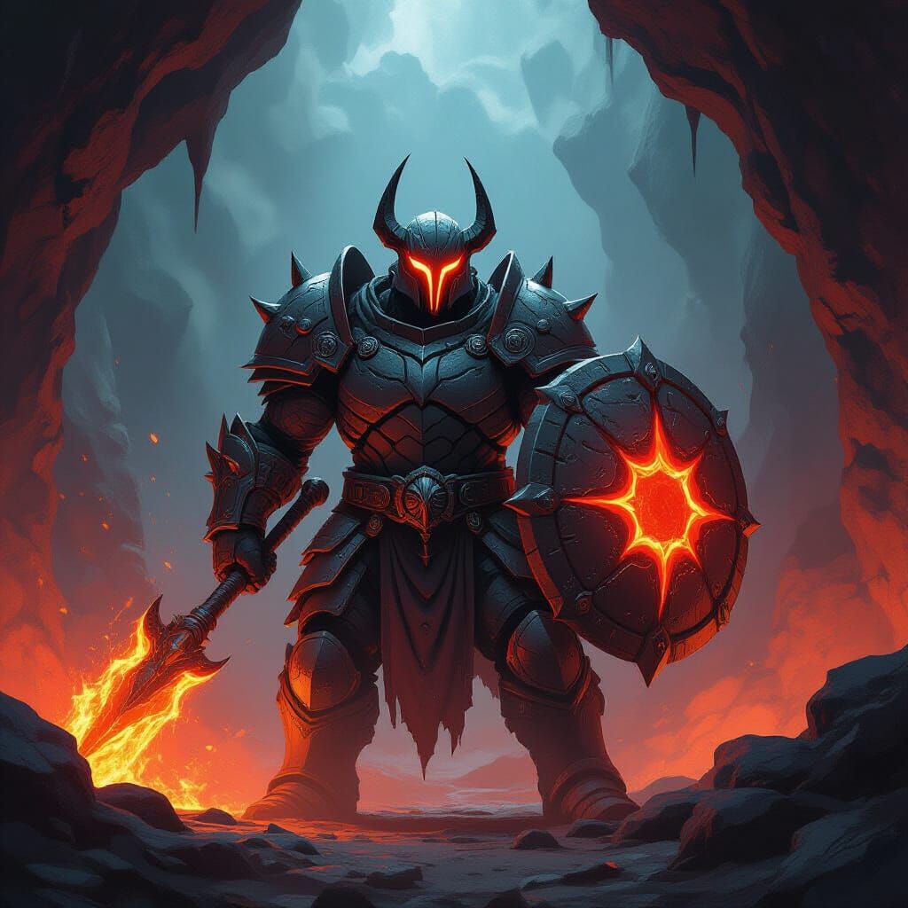 Cinder-Heart Guardian in Volcanic Armor