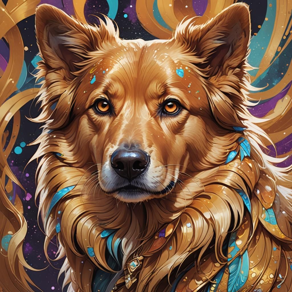 Vibrant Artgerm-Inspired Portrait of a Stunning Caramel Dog