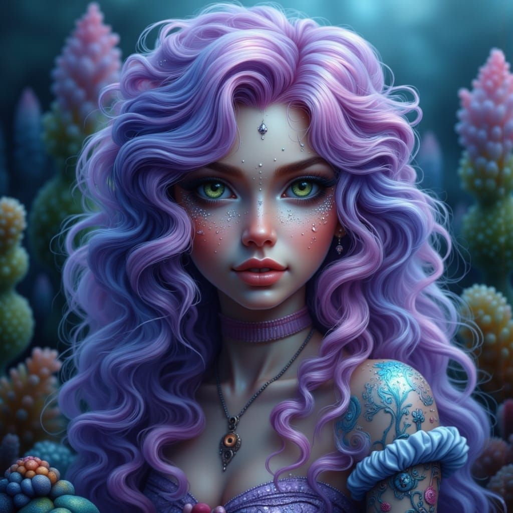 Hyperrealistic Mermaid in a Whimsical Ocean World