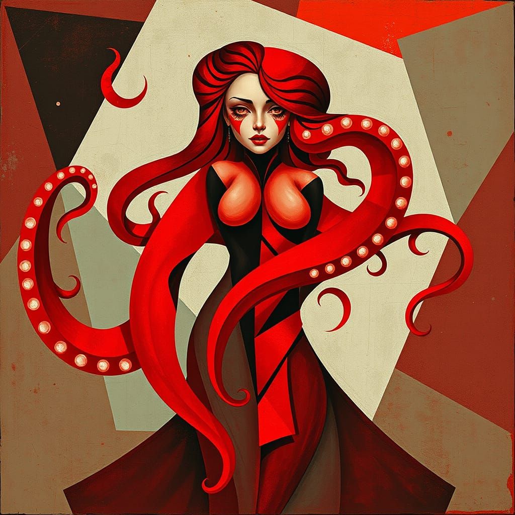 Futuristic Mermaid in Cubist Style